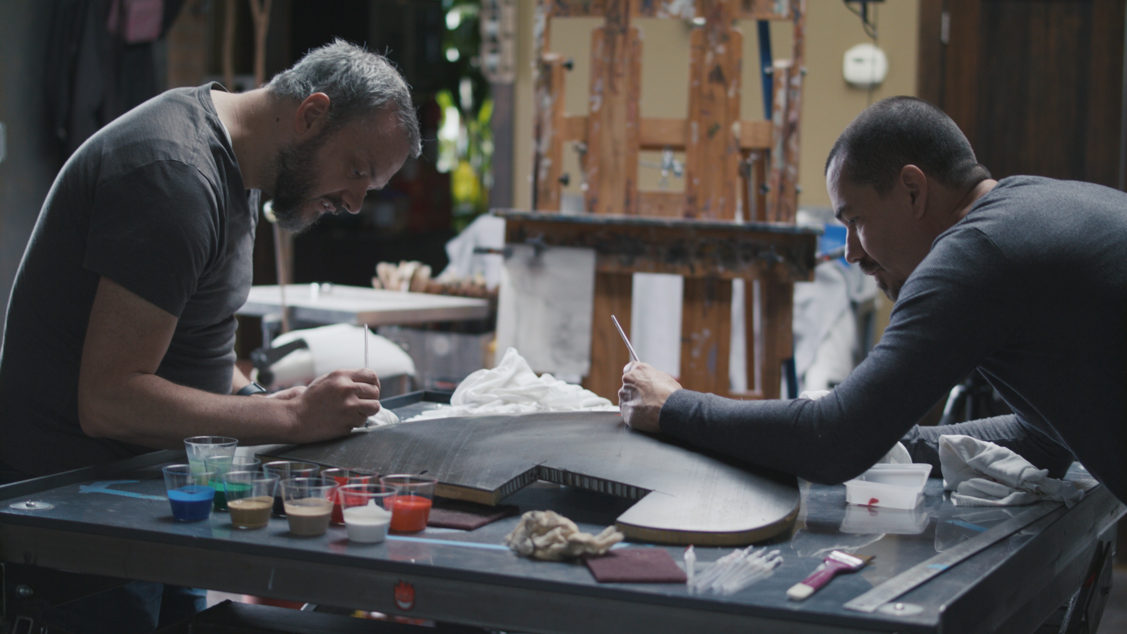 Project Artist Jeff and Mark Testing Painting Procedure on Test Panel 