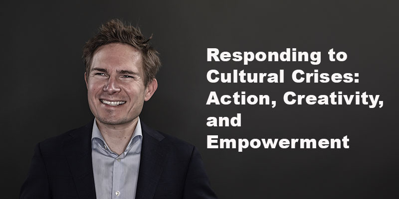 Photo of Joshua Graham next to text that reads "Responding to Cultural Crises: Action, Creativity, and Empowerment"