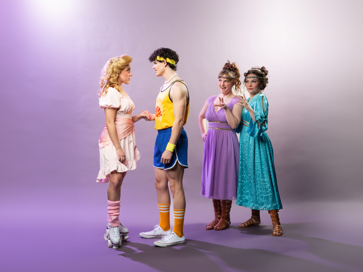 From L to R: Alexa Shaheen, Ian Anderson, Talia Thorpe, and Jordan Cruz in "Xanadu" | Photo Todd Collins