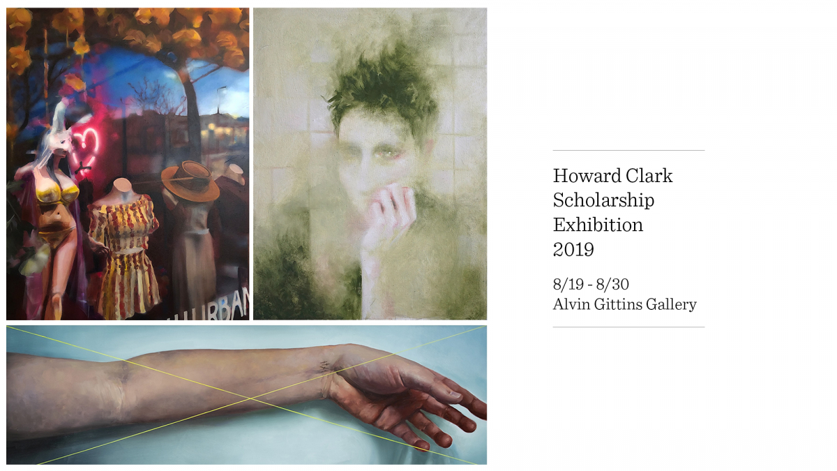Paintings by Alyssa Hood (top left), Lucy Le Bohec (top right), and Alexis Rausch (bottom) 